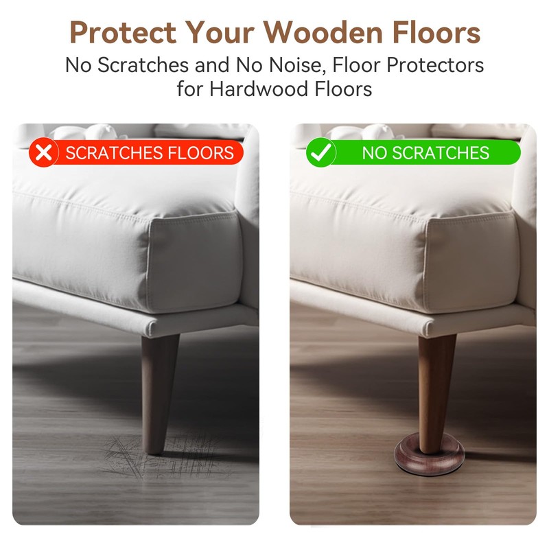 Premium Solid Wood Furniture Pads 4-Pack, Shock-Absorbing, Scratch-Proof Floor Protectors