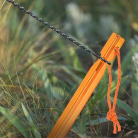 TIXIPEM 7IN Tent Stakes [6PCS] - Aluminum Ground Pegs with Reflective Pull Ropes Use for Camping & Hammocks & Hiking - [Yellow] Camping Stakes with A Carrying Bag