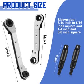 Wrench Ratchet Wrench 5/16 to 1/4 HVAC Service Wrench with 3/8 Inch Hex Bit Adapter Refrigeration Tool Set for Air Conditioning Refrigeration Equipment Repair (Long, Short Style,4 Pieces)