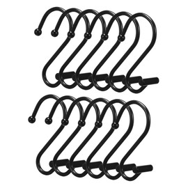 Gatuida 12 Pcs Classic Black Curtain Hooks for Bathroom Shower Drapes Minimalist Tiebacks with Elegant Design Easy to Use and Versatile for Kitchen Bedroom and More