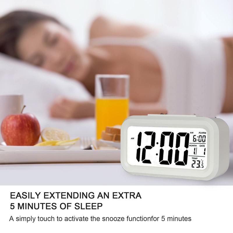 Jsdoin Digital Alarm Clock, Alarm Clock with Large LED Temperature