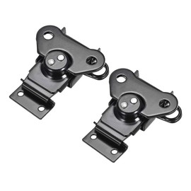 uxcell 2.24-inch Iron Spring Loaded Butterfly Twist Latch Keeper Toggle Clamp for Case Box - 2 Pcs (Black)