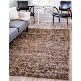 Unique Loom Solid Shag Collection Area Rug (8' x 10' Rectangle, Sandy Brown)