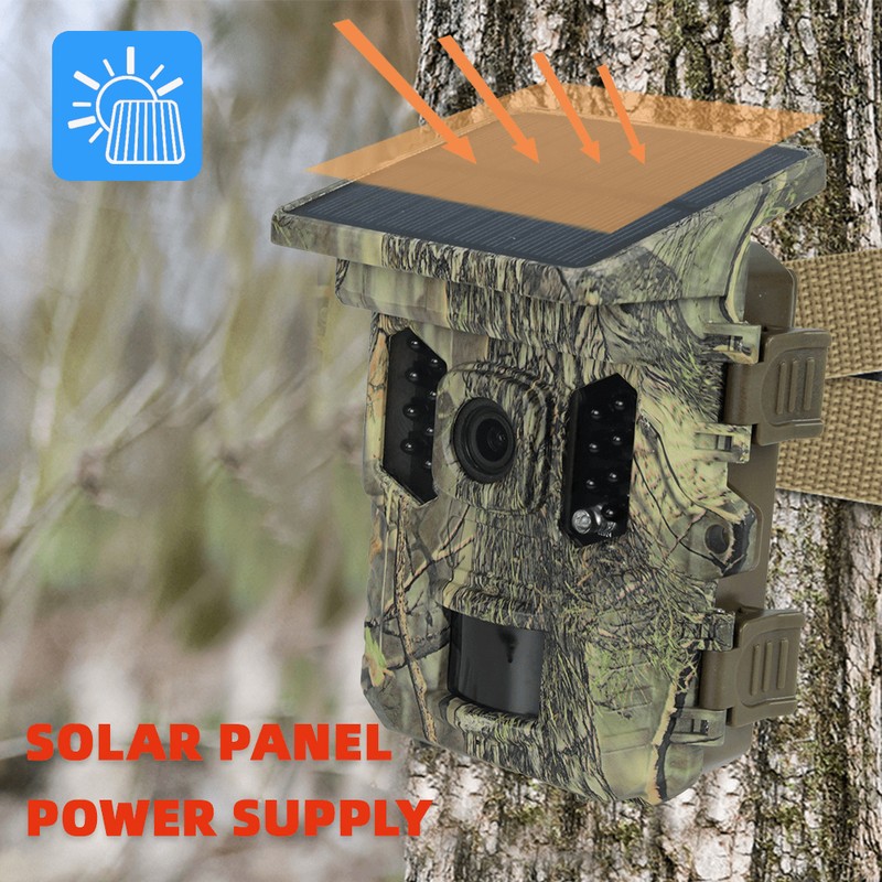 Wildlife Camera Solar Energy Trail Cam 4K with 1080P Night