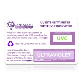 QuantaDose® UVC Light Test Card with UVC Light Wavelength Display and Photochromic UV Intensity Test