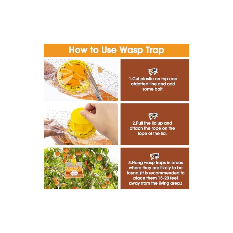 4 Pack Disposable Wasp Traps Outdoor Hanging Carpenter Bee Traps