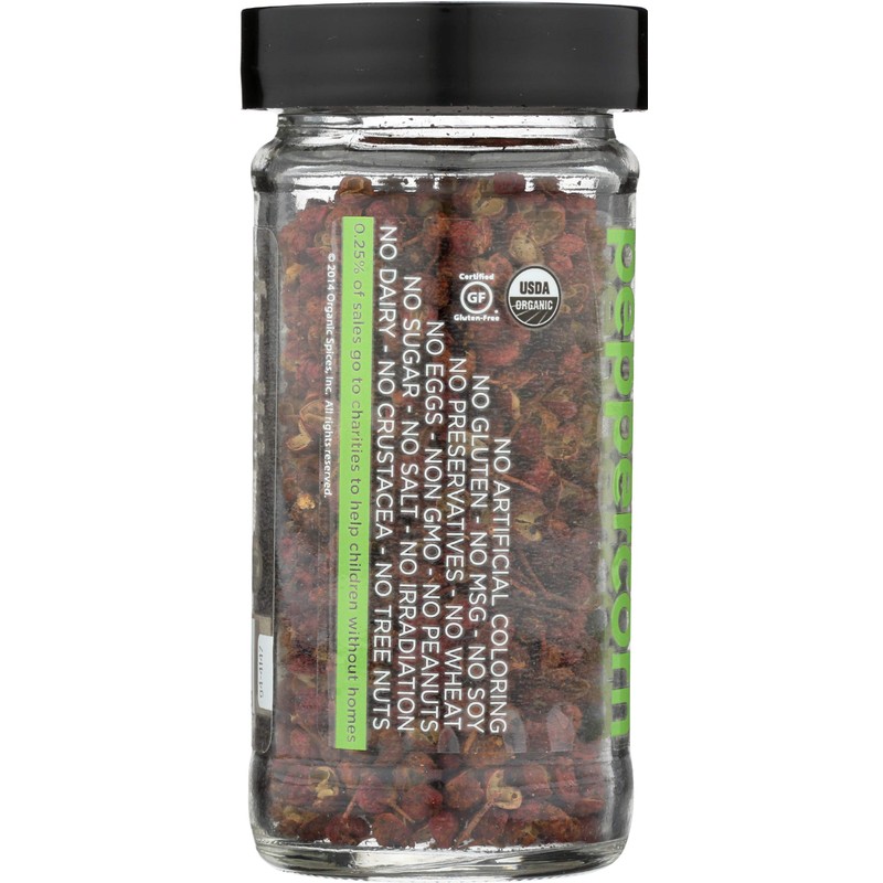 Spicely Organic Peppercorn Sichuan Whole 0.80 Ounce Jar Certified Gluten