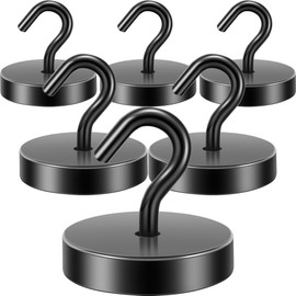 Neosmuk Magnetic Hooks Heavy Duty,100lb Super Strong Magnet with Hooks for Cruise Cabins, Large Metal Hooks for Hanging on Fridge,Extra Strong Magnet Hanger for Ship Walls, Matte Black 6 Pack