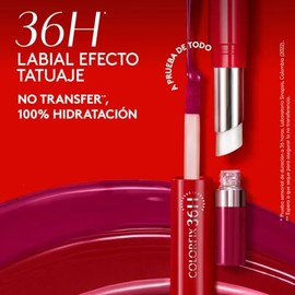 ésika - Colorfix Duo Tattoo 36h Pimienta Caliente 2.6 ml, 36 Horas de Color e Hidratación, Labial Cero Transferencia, con Aplicador y Bálsamo, Labial de Larga Duración, Bálsamo con Manteca de Karité