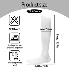 Piriuuo 3 Pair Knee High Socks for Woman, Cotton School Socks White Thigh High Sock Long Tall Tube Sock Baseball Softball Sock Long Length Uniform Stockings for Children