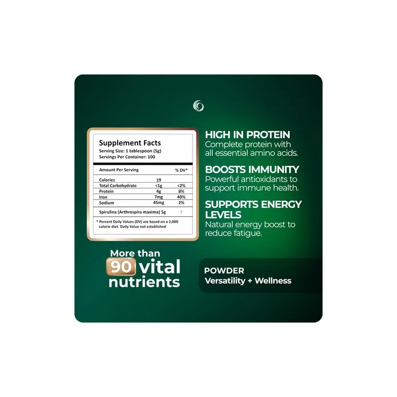 Spirulinamater Polvo Orgánico De Espirulina Usda 1 Lb