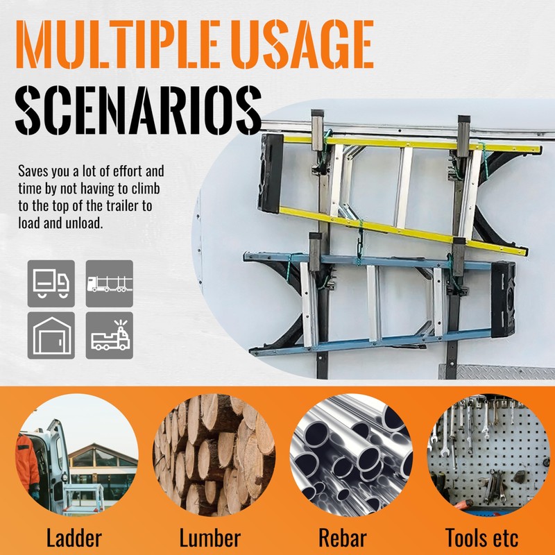 Kojem Adjustable Side Mount Ladder Rack Universal Steel Compatible with