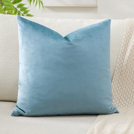 Artscope Luxury Velvet Cushion Covers Super Soft Decorative Square Throw Pillow Covers Case Cushion Covers for Sofa Couch Bedroom Car Decor 45x45cm Light Blue