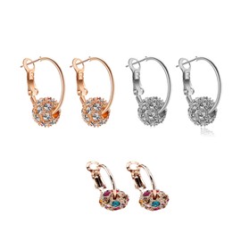 3 Pairs Lymphvity Germanium Earrings Crystal Ball Hoop Earrings for Women Creative Colorful Irregular Rhinestone Cubic Zirconia Lucky Round Ball Dangle Earrings for Lymphatic Drainage Jewelry Gifts (3 pairs earrings)