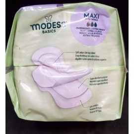 Modess Basics Maxi wth Wings Overnight Extra Heavy Pads Uncented Sanitary Napkin