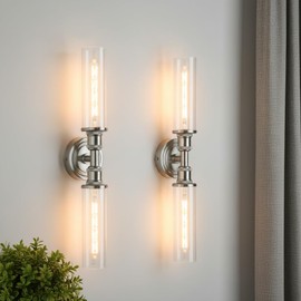 Ken & Ricky 24In Wall Sconces Set of Two, Brushed Nickel Vanity Lights for Bathroom Light Fixtures, Modern Wall Lighting Set of 2,Wall Lights for Living Room Bedroom Hallway
