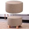 Baoblaze Ottoman Slipcovers Round Footrest Footstool Covers Stretch Storage Ottoman
