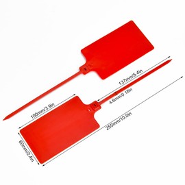 LeadSeals 100 Red Plastic Tags Water Proof Shipping Tags Product Storage Tag Hanging Label Tags Blank Large Writable Marker Ties with One Permanent Marker Pen