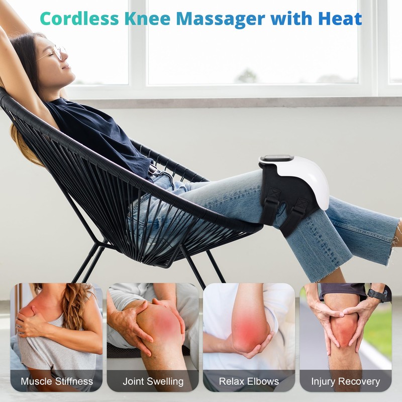 Medcursor Knee Massager with Heat, Cordless Knee Massager with 3