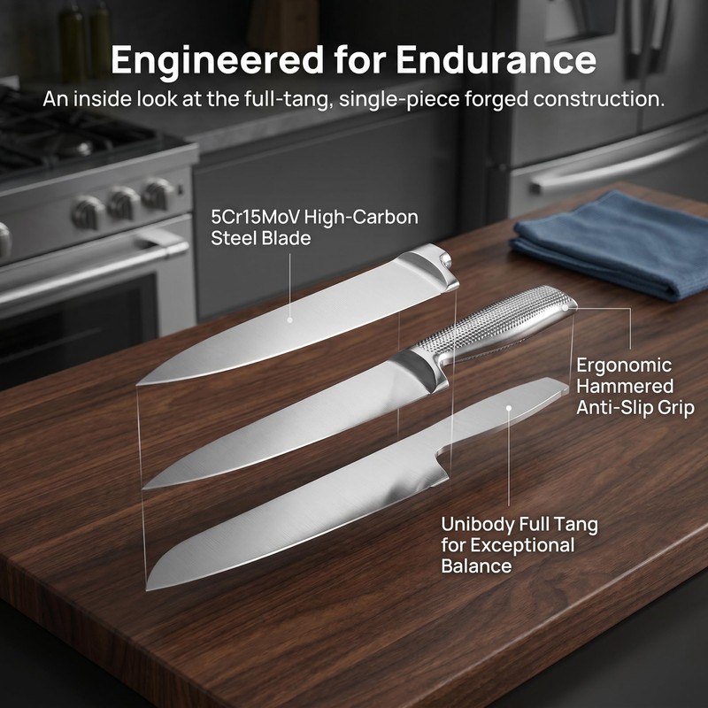 FONGDANLAITE 3PC Kitchen Knife Set for Beginners – 8 Inch