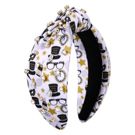 PHALIN New Year Headband for Women New Year's Eve Hair Accessories Crystal Star Top Hat Knotted Headband Happy New Year Party Jeweled Gifts (Top Hat)