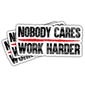 3 Pcs Nobody Cares Work Harder Sticker, Workout Gym Motivational Adulting is Hard Stickers, Truck Sticker, Sarcastic Work Stickers - Vinyl Stickers for Water Bottles Laptop Phone Car (Normal, 4 inch)