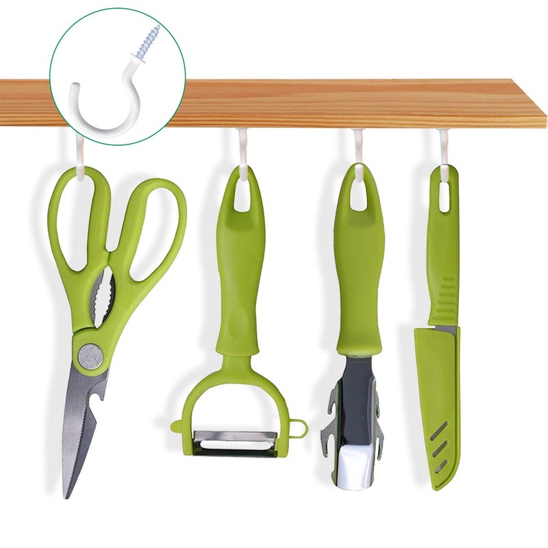 12 Pack Vinyl Coated Ceiling Hooks,Screw-in Mug Hooks,Multi-Function Wall Hooks