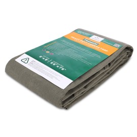 WHITEDUCK Canvas Tarp 18 oz. Heavy Duty Waterproof UV Resistant, Rustproof Grommets, Industrial & Commercial Use Cloth Tarp (Cut Size: 8'x14', Finished Size: 7'6"x13’6”, Olive Drab)