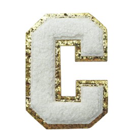 3Pcs Letter Patches Varsity Glitters Chenille,SPRT Iron on White Letter Patch,Alphabet Cloth Patch for Team Costume Decoration 3.1in Height C(3 Pieces)