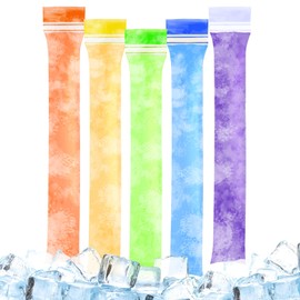 100PCS RAINFLOW Disposable Popsicles Molds Bags - Freezer Ice Pop Bags Sealable For Homemade Fruit Juice Yogurt Fruit Smoothies Healthy Snacks 11x1.9",4.9fl oz