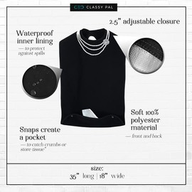 Classy Pal, Adult Bibs for Women Washable, Dress ‘n Dine™ Clothing Protectors for Eating, Senior Adult Bib Terry Cloth Crumb Catcher, Embroidered Design, Waterproof & Reusable (Pearl Necklace)
