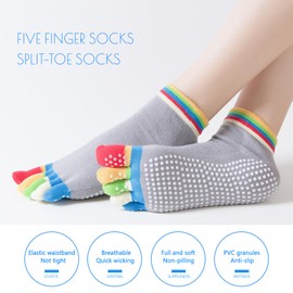 Jicyor 3 Pairs Yoga Socks Pilates Socks Non Slip Women for Yoga Pilates Dance Ballet and Fitness (EU 35-43)