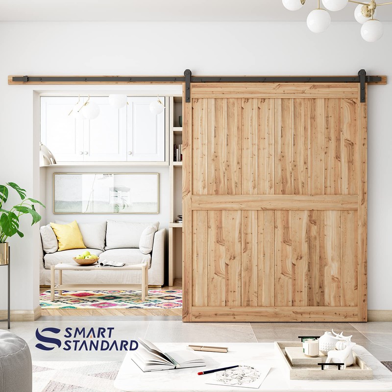 SMARTSTANDARD 11ft Barn Door Hardware Kit, Track, Sliding Hardware -