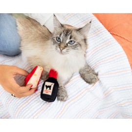 Pearhead Pet Cheese & Wine Cat Toys Set of 2 – Plush Catnip Toys with Crinkle & Rattle, Valentine’s Day Interactive Cat Toys for Indoor Cats