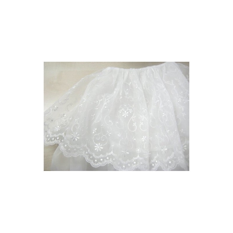 Petite Floral Embroidered Shrine Visiting Cape with Hat 507121, white