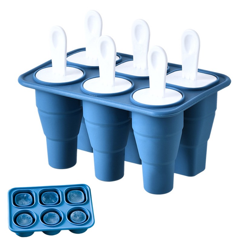 Collapsible Sicles Molds 6 Ice Makers Silicone Ice Molds Reusable