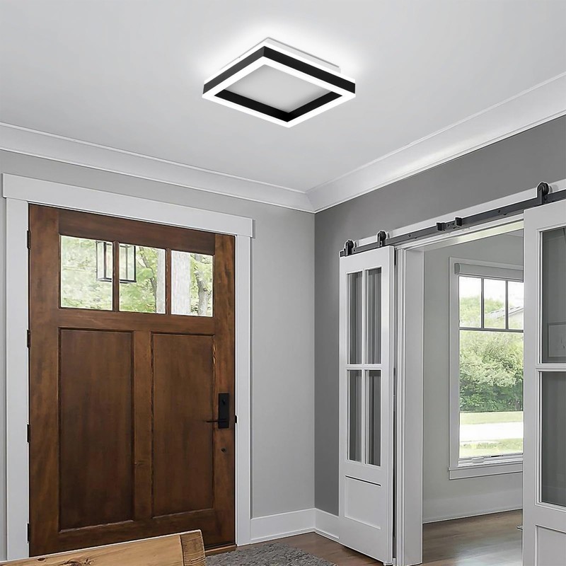 Vloitgol Square LED Hallway Ceiling Light, 6000K Cold White Black