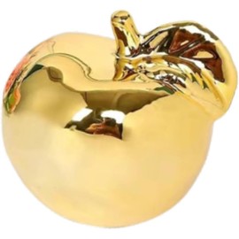 Joylern Gold Apple Statue Fruit Figurine Apple Desktop Ornament Fruit Sculpture for Bookshelf Home Offices Art Decoration - Medium