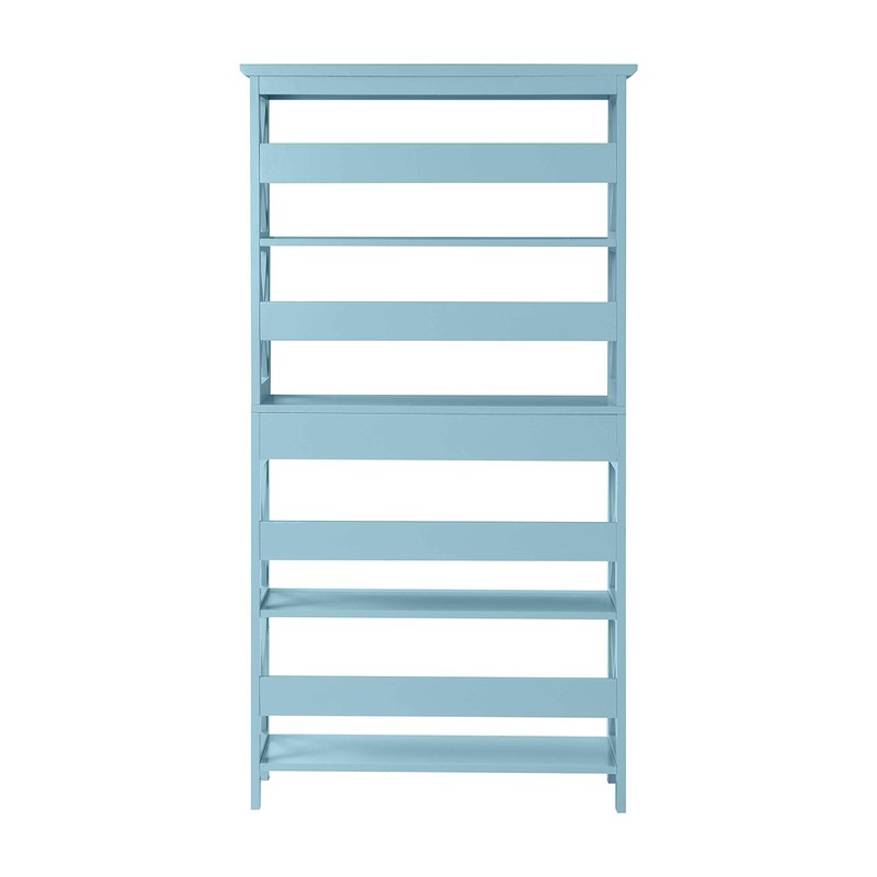 Convenience Concepts Oxford 5 Tier Bookcase with Drawer, Sea Foam