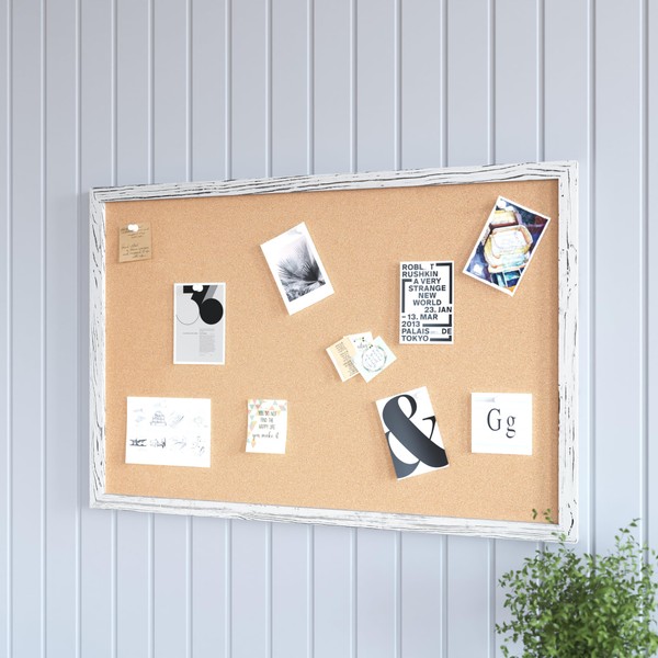 HBCY Creations Wall Mount Whitewashed Cork Board - 24" W