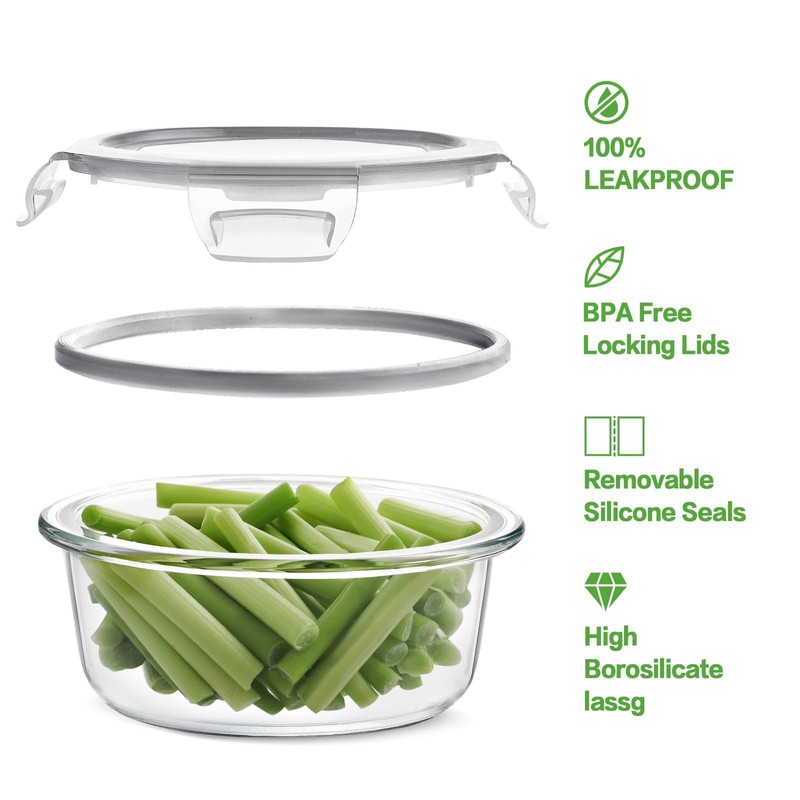 HOMBERKING 24pc Glass Food Storage Containers with Lids, Glass Meal