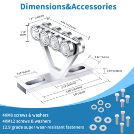 8 Wheel Hoist Trolley for PA200-1000 Electric Hoist,Strut Trolley Assembly for Use 1-5/8"Wide & Taller Unistrut Channels,Heavy Duty Garage Lift System,High Load-Bearing,Silent 2 Pack