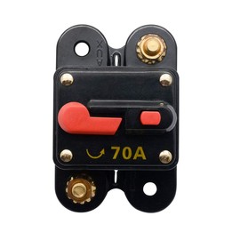 70 Amp Circuit Breaker with Manual Reset - HugeAuto 12V-24V DC Car Audio Inline Circuit Breaker Fuse Block for Auto Motor Car Marine Boat Audio Solar Inverter System Protection