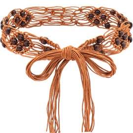 BAOKELAN Boho Belt for Women Braided Belts Bohemian Woven Waist Belts for Dresses Brown 1