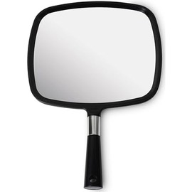 Mirrorvana Paquete de 5 Espejos de Mano Grandes y cómodos para barbería, peluquería Profesional y salón de Belleza, Ahorra con Compra a Granel, Negro, 33 cm x 23cm