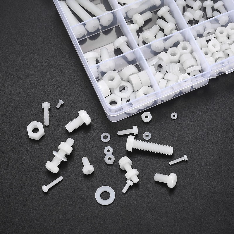 447 Pcs Nylon Plastic Hexagon Pan Head Round Head Screws