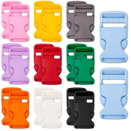 NEETUE 20 Pcs Plastic Buckles for Straps 1 Inch colored, Plastic Clips for Straps, Quick Parachute Backpack Pet Buckle, Multicolor, One Size