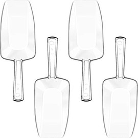 Multi-purpose Plastic Clear Kitchen Scoops, Ice Scoop for Weddings, Candy Dessert Buffet, Ice Cream, Coffee, Tea (4)