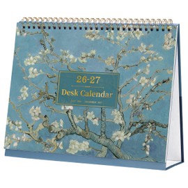 Desk Calendar 2026-2027 - Calendar 2026 2027 from July. 2026 to Dec. 2027, Desktop Calendar 2026-2027 with Holiday Reminders, Monthly Memo & Large Unruled Blocks, 25 x 20.5 x 8 cm - Almond Blossom