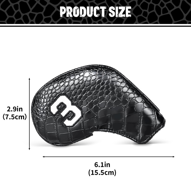 Craftsman Golf 11pcs/set Black Crocodile Pattern Iron Headcover Cover Set